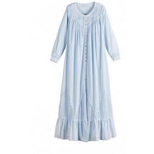 Eileen West Light Blue Moonlight Sonata 100% Cotton Lace Nightgown XL